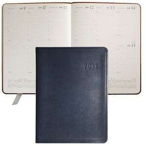 2012 Desk Diary 9 in Navy Blue Traditional Leather by Graphic Image 