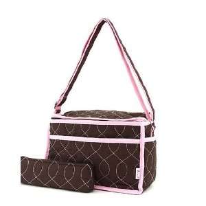 Belvah Insulated Lunch Tote Bag Brown and Pink  Kitchen 