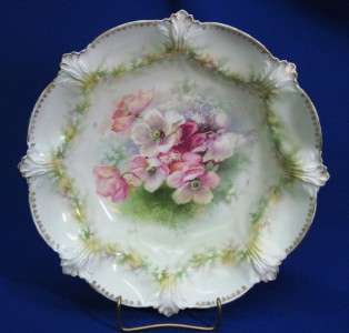 PRUSSIA BLOWN MOLD LAVENDAR PINK LARGE BOWL MARKED  