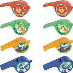  12 count Plastic Toy Safari Jungle Animal Whistles Toys & Games