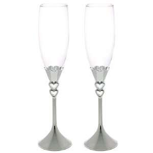  Silver Plated Open Hearts Stem Wedding Goblets