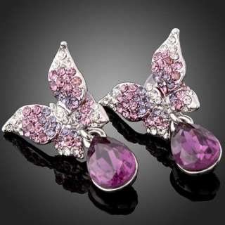 Swarovski Crystal Butterfly White Gold GP Earrings  