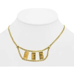   Yellow Gold Bolla Necklace With Three 14K Swiss Credit Coins: Jewelry
