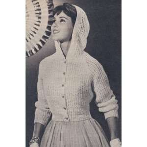 Vintage Knitting PATTERN to make   Hooded Sweater Jacket Cardigan. NOT 