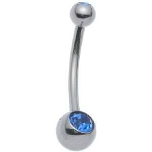    316L Belly Ring with Double BD Swarovski Gem Balls: Jewelry