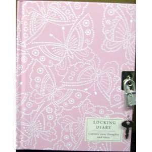   Kids TOG5002 White & Pink Butterfly Locking Diary 