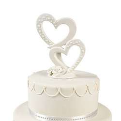   Double Linked Heart Cake Topper Wedding Bridal Shower Decoration Rose