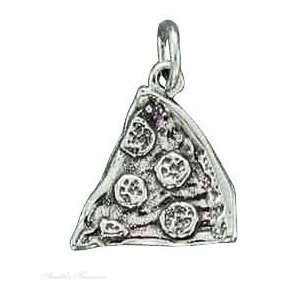    Sterling Silver Pepperoni Pizza Slice Charm Arts, Crafts & Sewing
