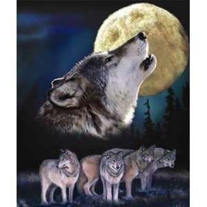  Howling Wolf Pack Moon 2002 Queen Mink Style Blanket: Home 