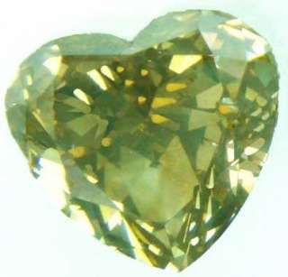 SPARKLING BROWNISH YELLOW GREEN DIAMOND HEART 3.01 CTS  