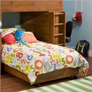  Twin Bed on Casters in Sunny Pine 3342082: Furniture & Decor