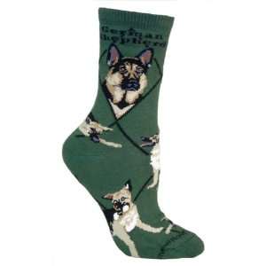  German Shepherd Dog Green Socks Adult Size 9 11 