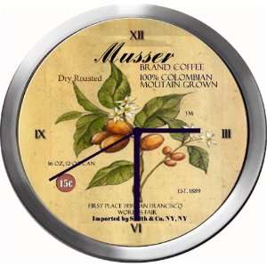  MUSSER 14 Inch Coffee Metal Clock Quartz Movement: Kitchen 