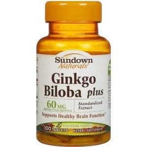  Sundown Ginkgo Biloba + Standardized 60 mg Tabs Health 