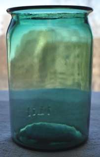 1920s Europe BIG 1 Litre Emerald Green Bubbly Glass Jar  
