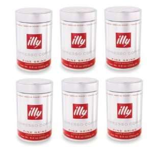 illy Caffe Normale Fine Grind (Medium Roast, Red Band). Box of six 8 