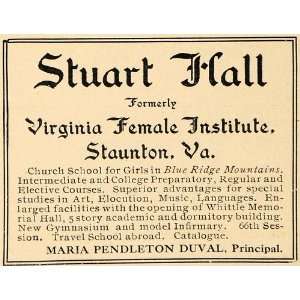  1909 Ad Stuart Hall Virginia Female Institute Staunton 