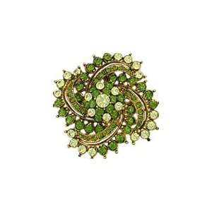 Vintage Style Green Swarovski Crystal Swirl Brooch