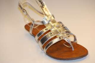 Womens Silver Metallic Sandal Gladiater Strappy  