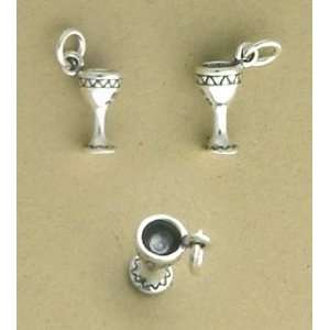 Sterling Silver Charm, Wine Glass, 1/2 inch: Jewelry