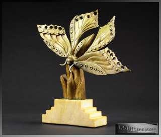 Rare 1920s French ART DECO Butterfly BRONZE SCULPTURE by F 