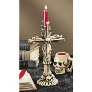  Xoticbrands Gothic Skull Bones Candle Holder Stand: Home 