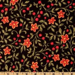 44 Wide Timeless Treasures Natasha Berry Vines Black Fabric By The 
