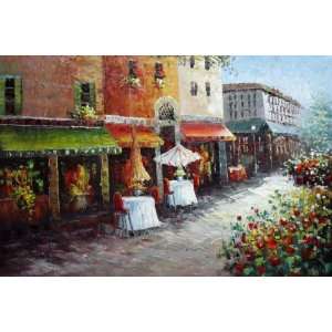 Bistro on Paris Street Oil Painting 24 x 36 inches 
