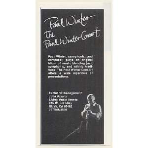  1986 Saxophonist Paul Winter Booking Print Ad (Music 