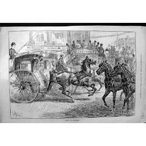  1888 STREE SCENE HORSES COACHES WAREHOUSE CANTERBURY: Home 