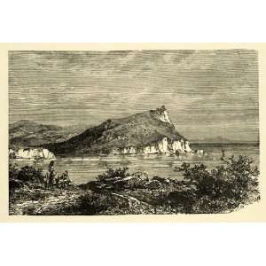  1890 Wood Engraving Cape Sounion Ruins Greece Attica 