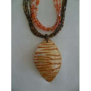    Orange Shell Necklace Multiple Bead Strands 18 Everything Else