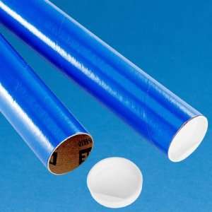  2 x 24 Blue Mailing Tubes with End Caps: Office Products