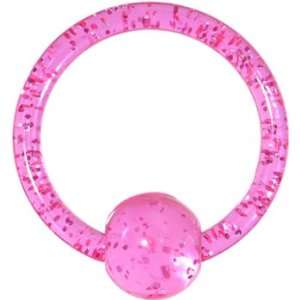  14 Gauge Pink Glitter Ball Captive Ring: Jewelry
