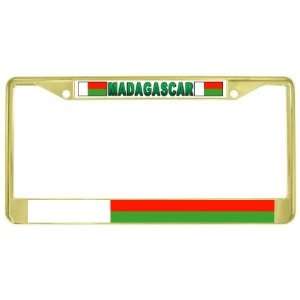  Madagascar Malagasy Flag Gold Tone Metal License Plate 