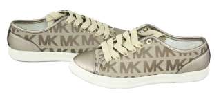 Michael Kors City Sneaker Logo Jacquard Tennis Shoes Bronze 7 New 