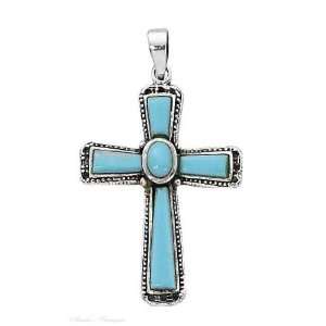 Sterling Silver 18 Box Chain Necklace With Stone Turquoise Christian 