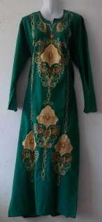 Egyptian Cotton Abaya Caftan Kaftan Embroidered Dress Hijab #42  