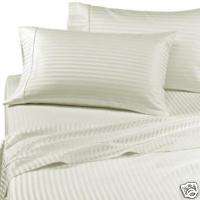 Cal King Sheets 1200 COUNT Egyptian Cotton Stripe Ivory  