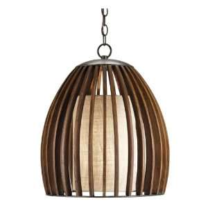  Carling Wood and Burlap Slat Mid Century Style Bell 