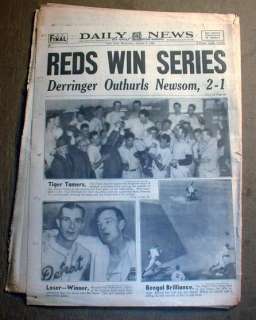 1940 newspaper CINCINNATI REDS win WORLD SERIES Detroit  