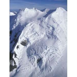 Aerial of Snow Covered Peaks and Glaciers near Mount Mckinley, Alaska 