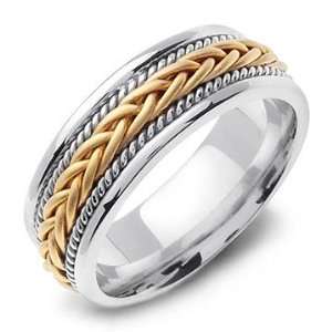  STELIOS 14K Two Tone Braided White Gold Wedding Band Ring 