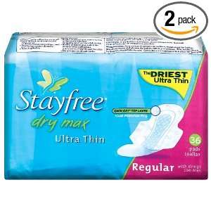  Stayfree Dry Max UltraThin Pads with Wings, 36 Count Bags 