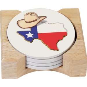  CounterArt State of Texas with Flag and Hat Design Round 