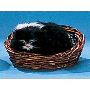  Cat Sleeping in Basket Collectible Figurine Kitten Statue 