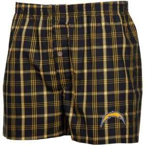   Diego Chargers Navy Blue Plaid Campus Boxer Shorts