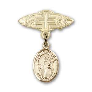   Baby Badge with St. Benedict Charm and Badge Pin with Cross Jewelry
