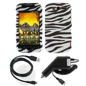  GTMax Black White Zebra Snap On Case + Car Charger + USB Sync 