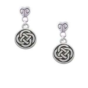  Celtic Knot in Circle   2 D Mini Heart Charm Earrings 